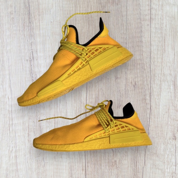 ADIDAS x Pharrell NMD Hu Human Race Yellow Sneakers Men's Size 11.5 - Picture 6 of 12